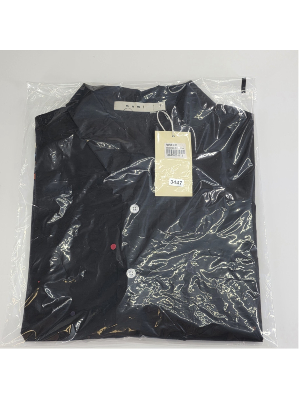 MNML Painter Camp Shirt Mens Large Black Paint Splatter Cropped Button Up NWT - Picture 12 of 12